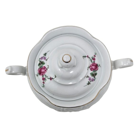 Vintage Wawel Royal Vienna Collection Sugar Bowl with Lid & Creamer White Floral - Picture 10 of 16